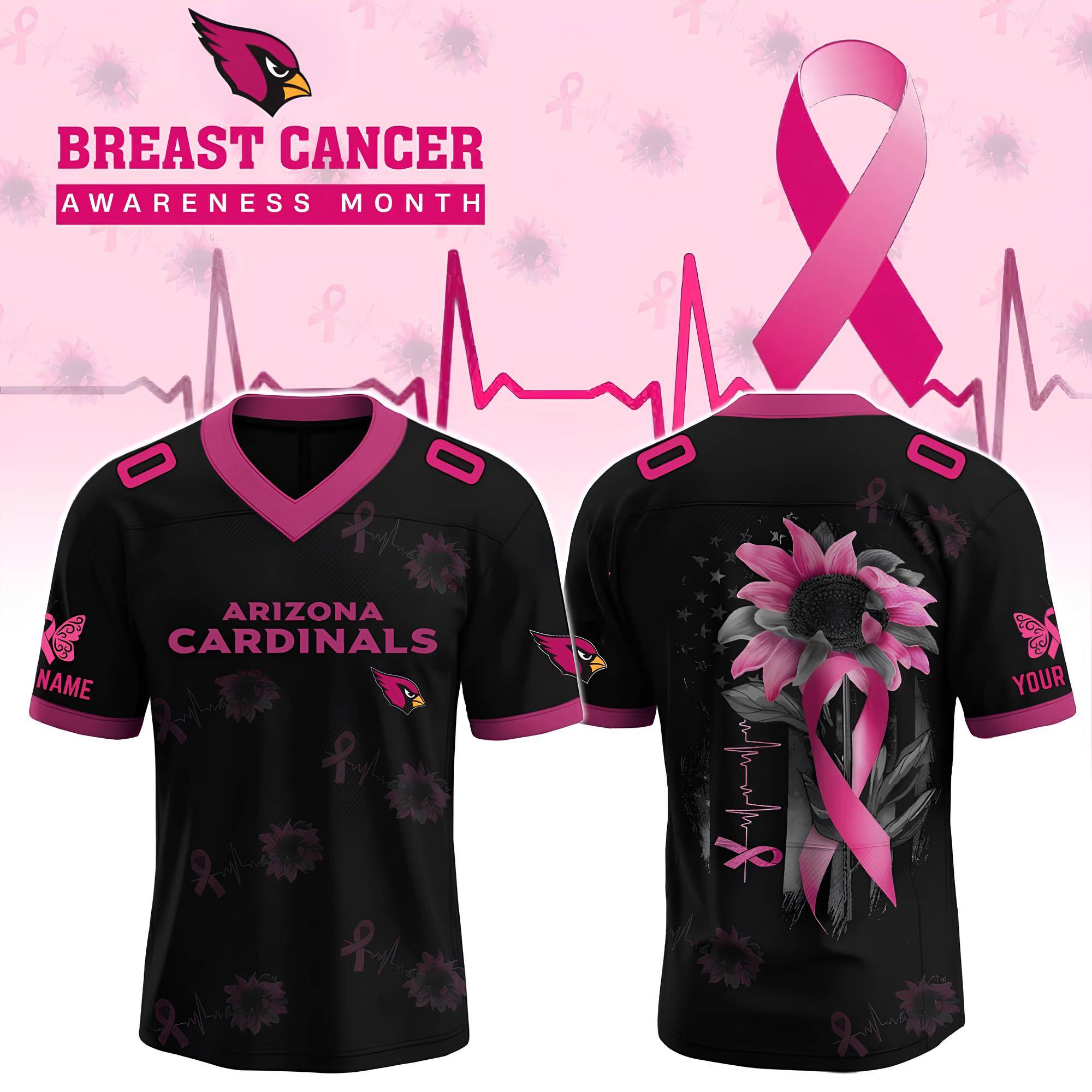 Arizona Cardinals X Breast Cancer Awareness Month Black Football Jersey