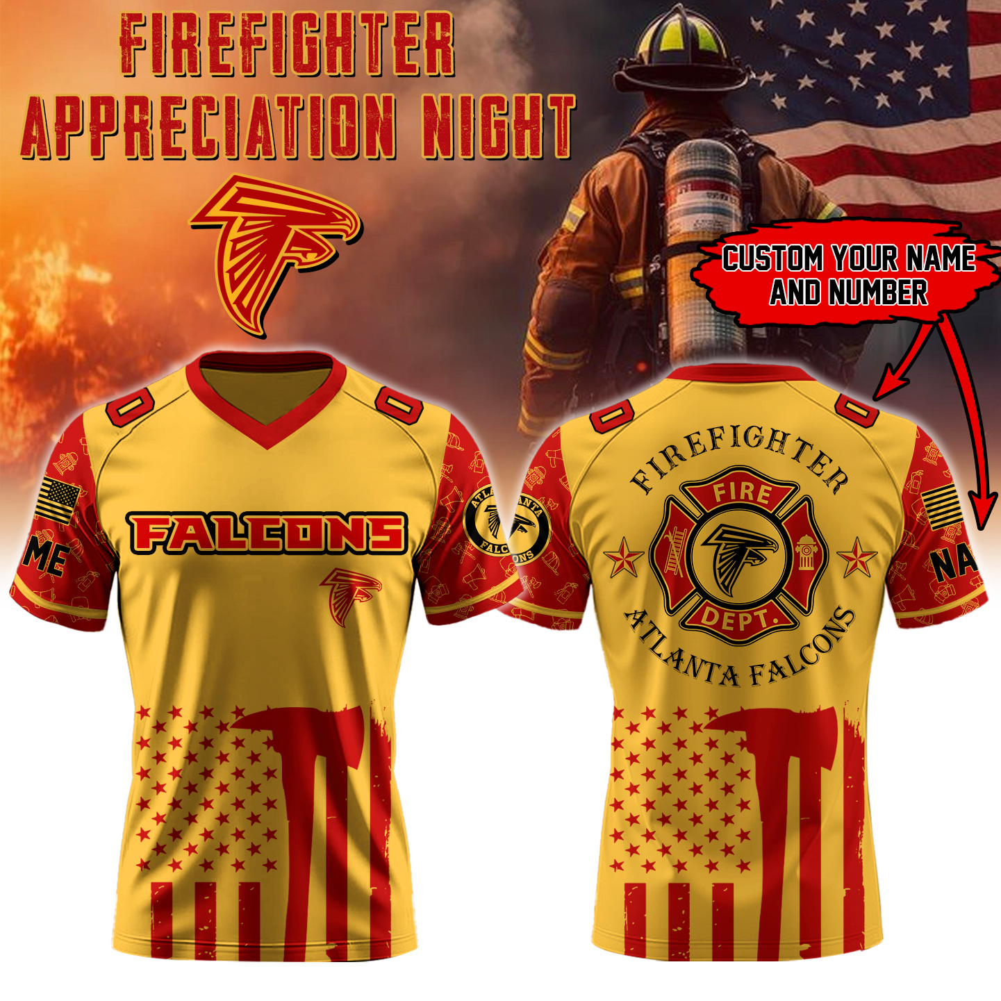 Atlanta Falcons Football X Firefighter Appreciation Night Special Edition Football Jersey