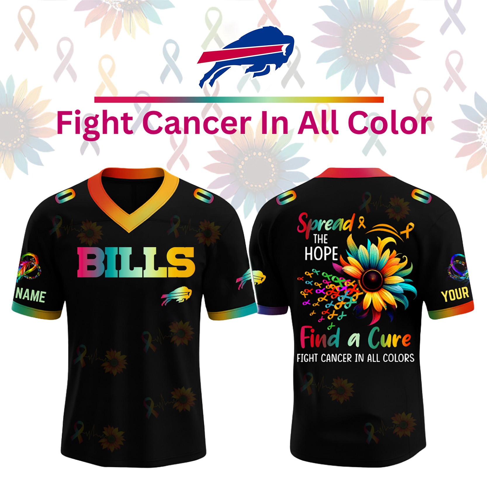 Buffalo Bills X Fight Cancer In All Colors Jersey Limited Edition