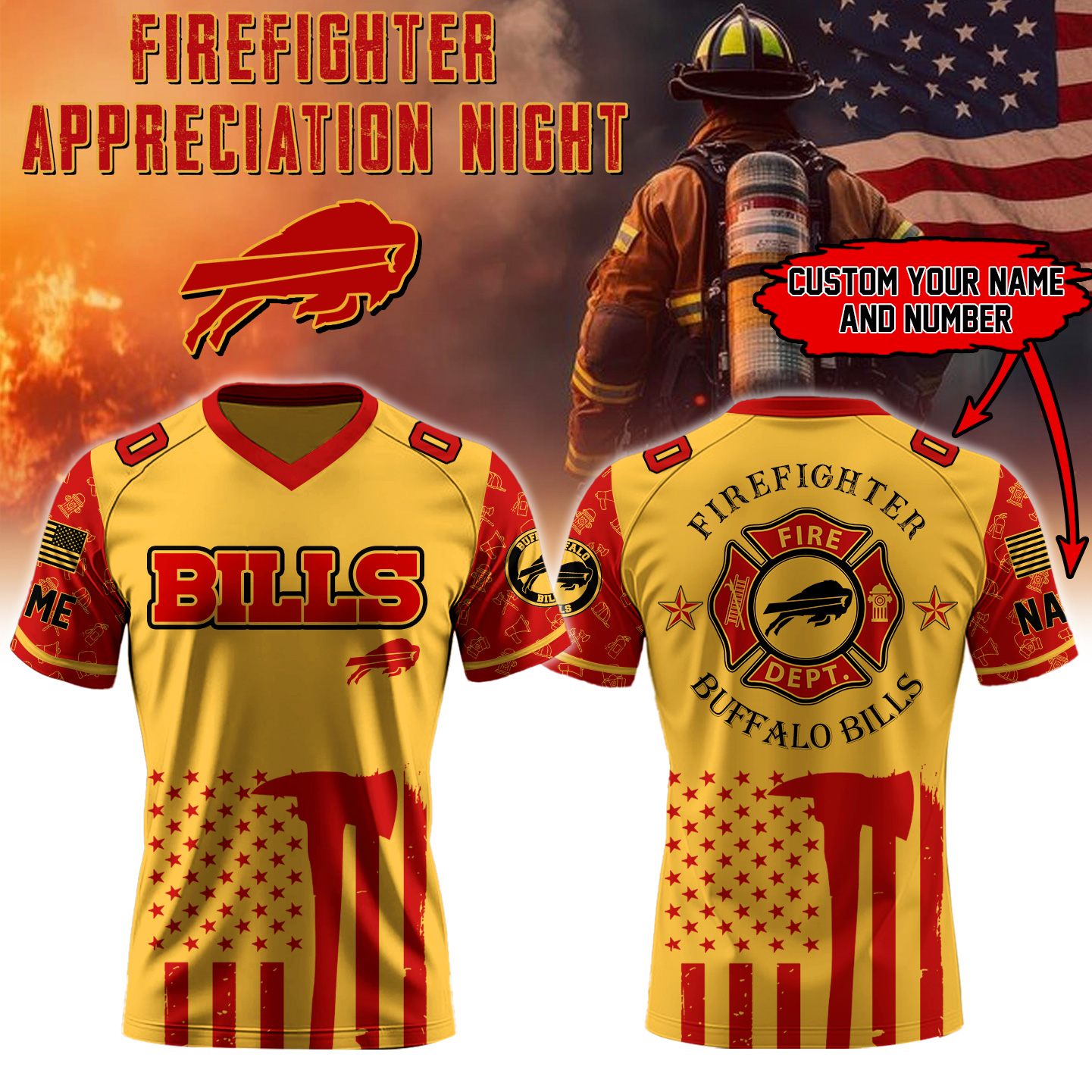 Buffalo Bills Football X Firefighter Appreciation Night Special Edition Football Jersey