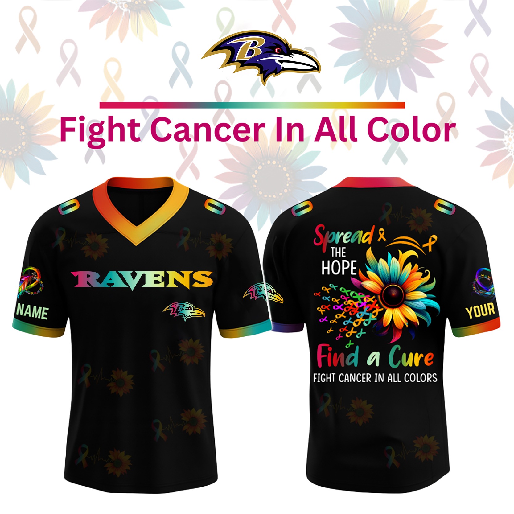 Baltimore Ravens X Fight Cancer In All Colors Jersey Limited Edition