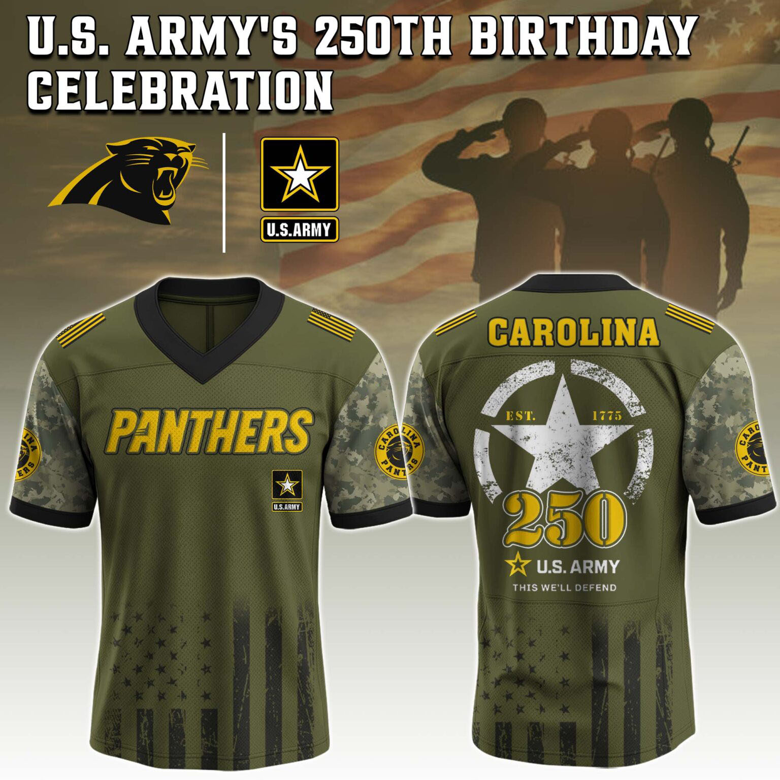 Carolina Panthers 250 U.S. Army Jersey