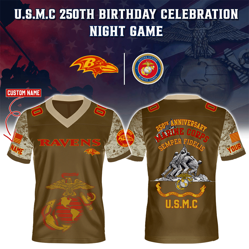Baltimore Ravens X U.S.M.C 250Th Birthday Celebration Football Jersey