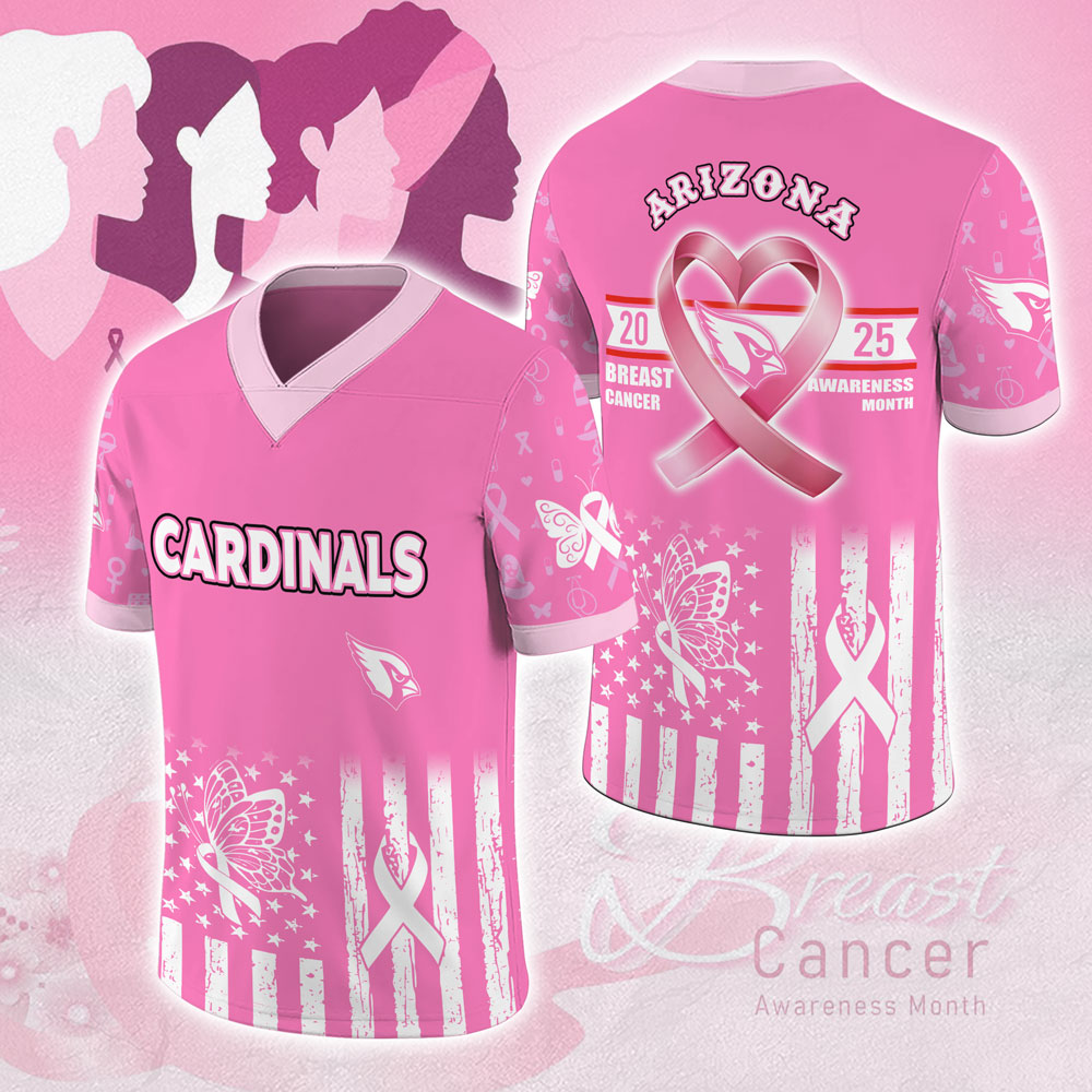 Arizona Cardinals X Breast Cancer Awareness 2025 3D Football Jersey