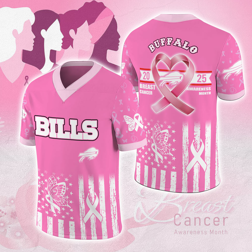 Buffalo Bills X Breast Cancer Awareness 2025 3D Football Jersey
