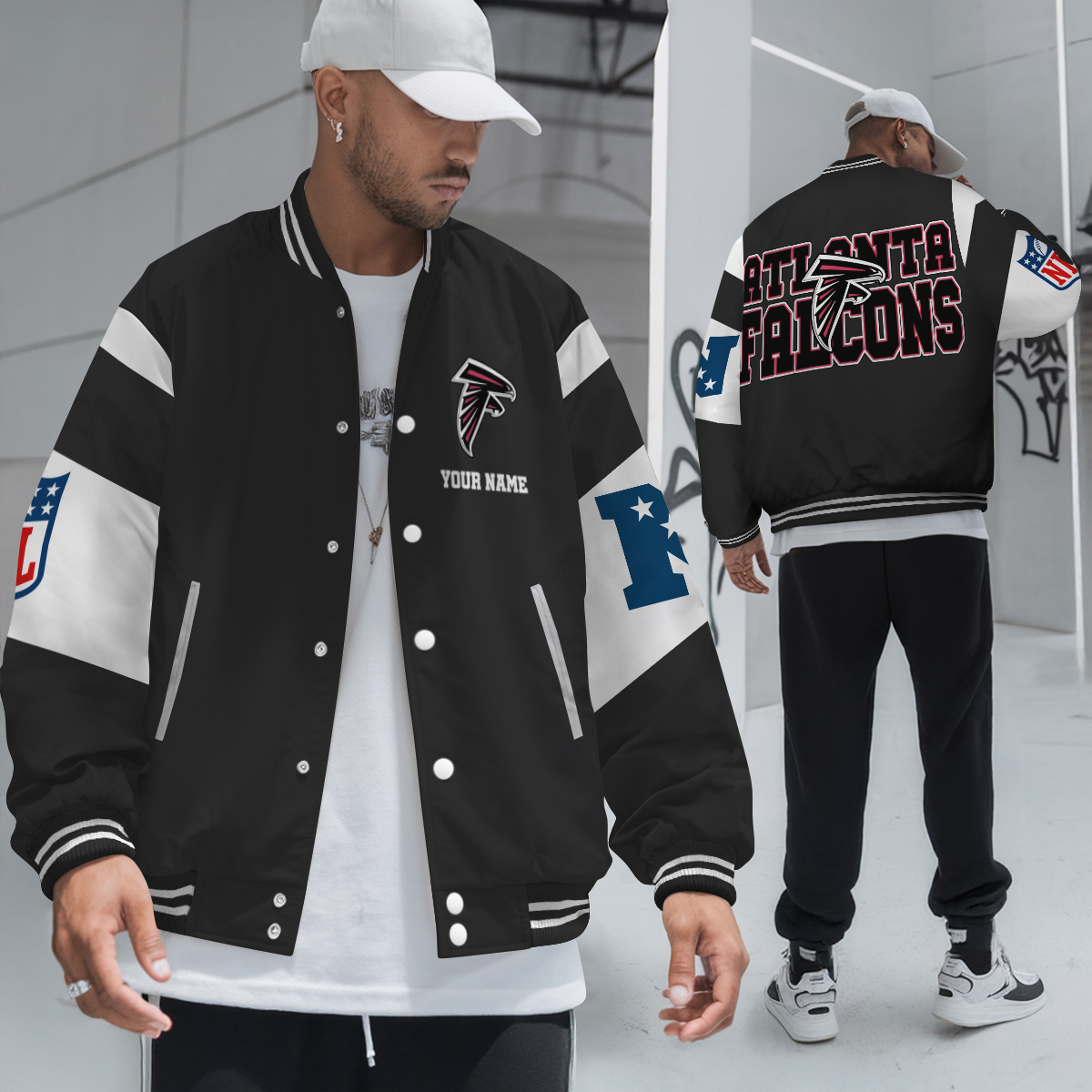 Atlanta Falcons NFL Baseball Jacket For Men Black