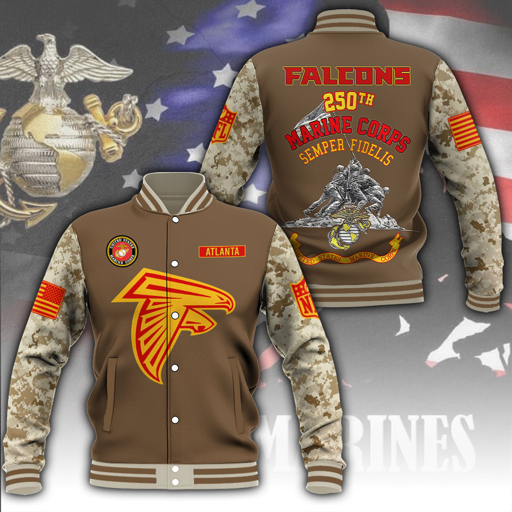 Atlanta Falcons X Us Marine Corps 250Th Anniversary Varsity Jacket