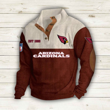 Arizona Cardinals Button Quarter Sweater For Men