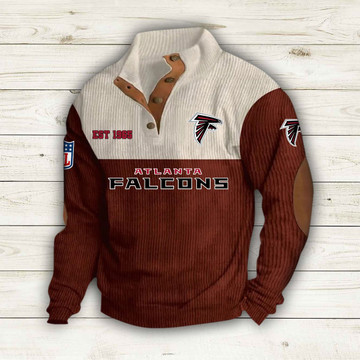 Atlanta Falcons Custom Button Quarter Sweater Men