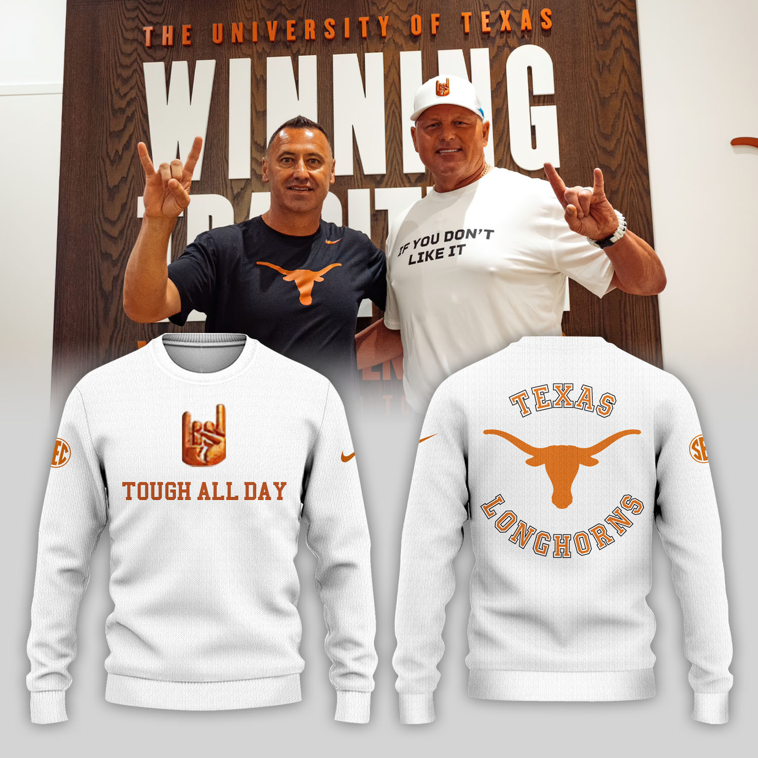 Texas Longhorns Tough All Day Sweatshirt Gift Ideas For Football Lovers