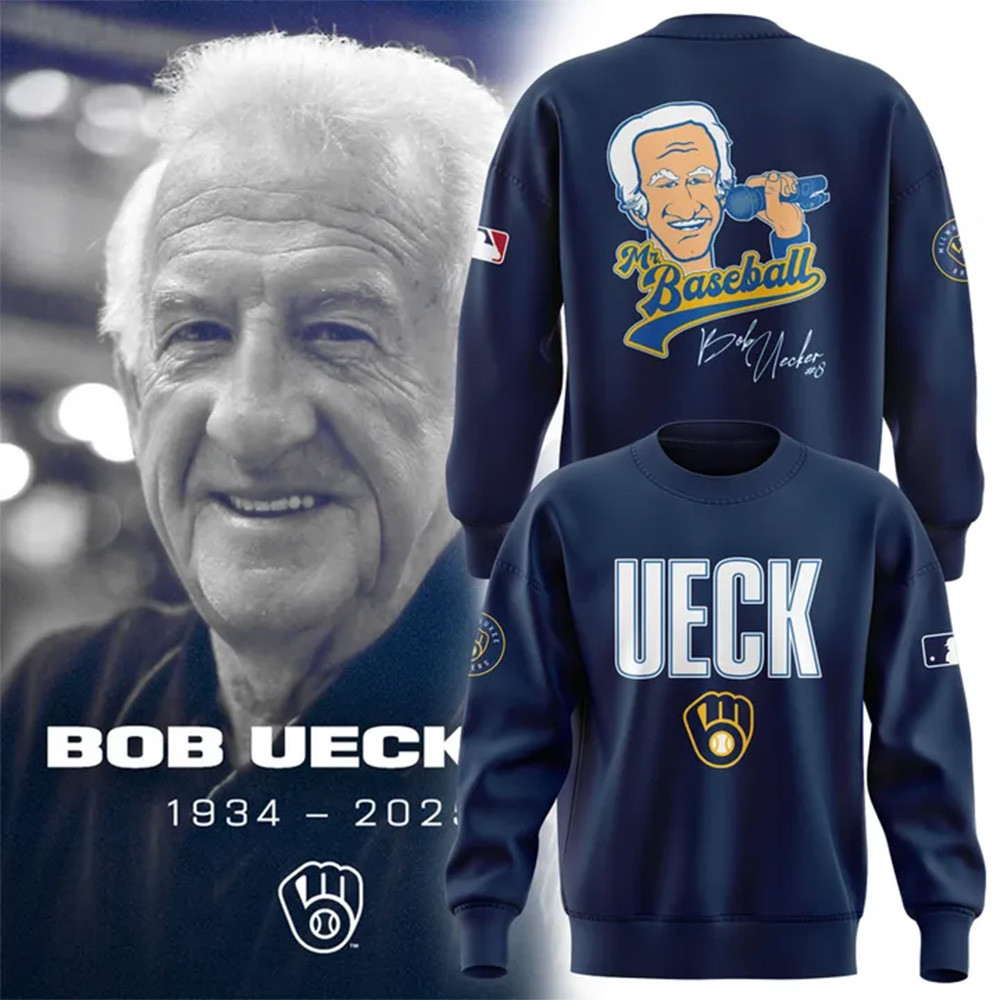 Mr Baseball Bob Uecker Baseball Tribute Milwaukee Brewers Sweatshirt
