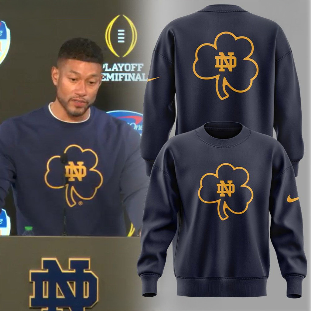 Notre Dame Coach Marcus Freeman Clover Sweatshirt Best Gifts For Husband