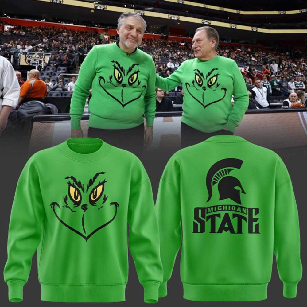 Michigan State Spartans Merry Grinchmas From Tom Izzo Sweatshirt Best Gifts For Basketball Fans