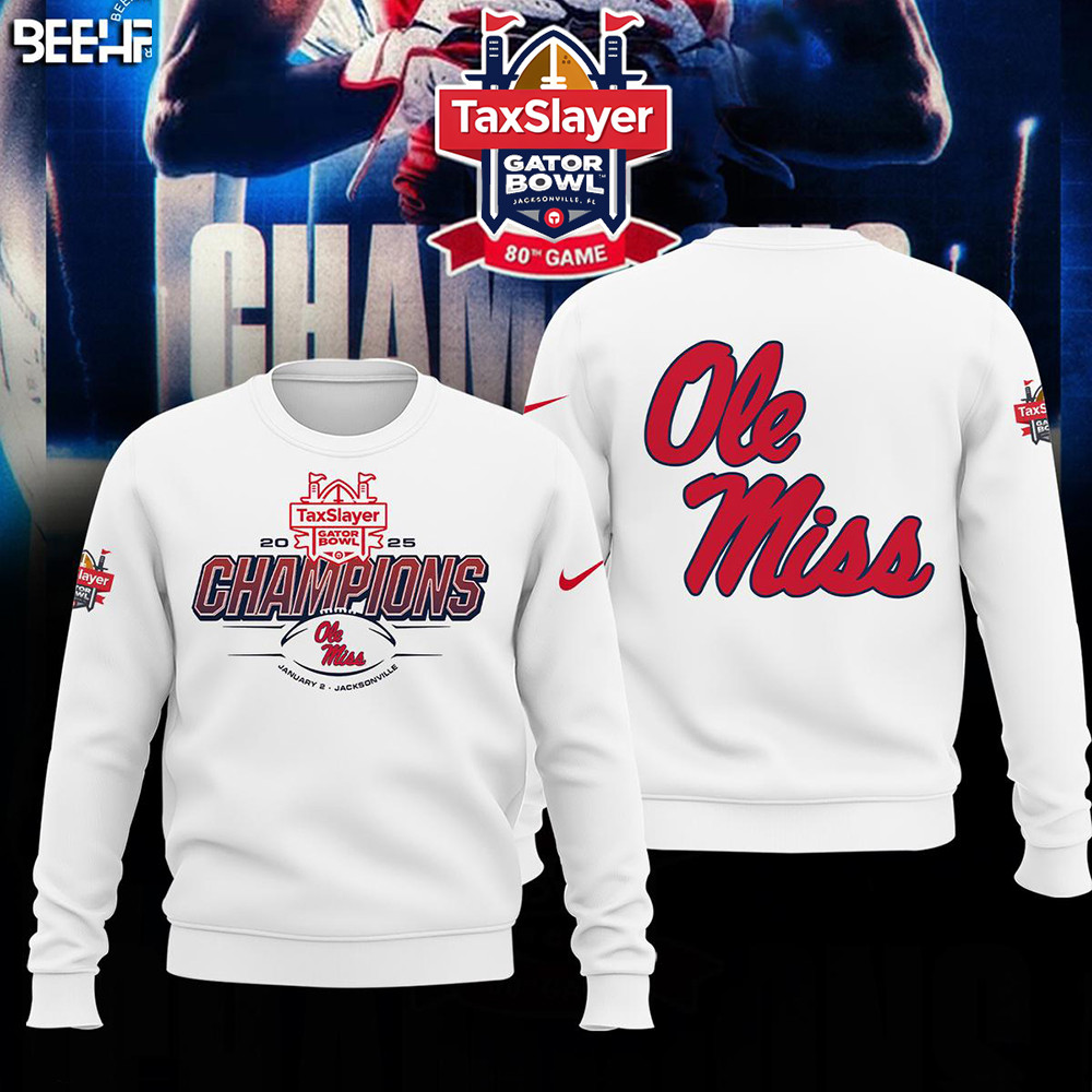 Ole Miss Rebels 2025 Taxslayer Gator Bowl Champions Football Sweatshirt Gifts For Fans