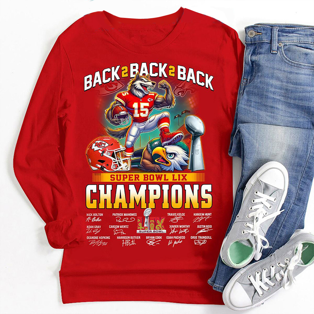 Kansas City Chiefs Back 2 Back 2 Back Super Bowl Champions Sweatshirt