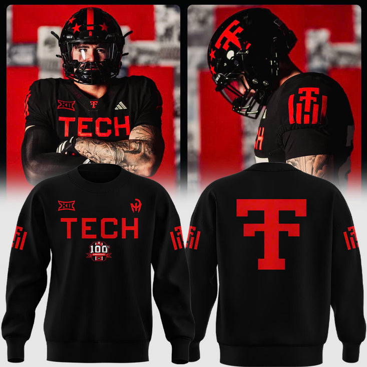 Black Texas Tech Red Raiders 100Th Anniversary Fleece Sweatshirt