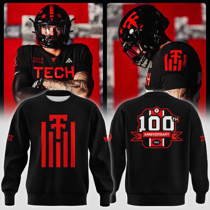 Black Texas Tech Red Raiders 100Th Anniversary Sweatshirt