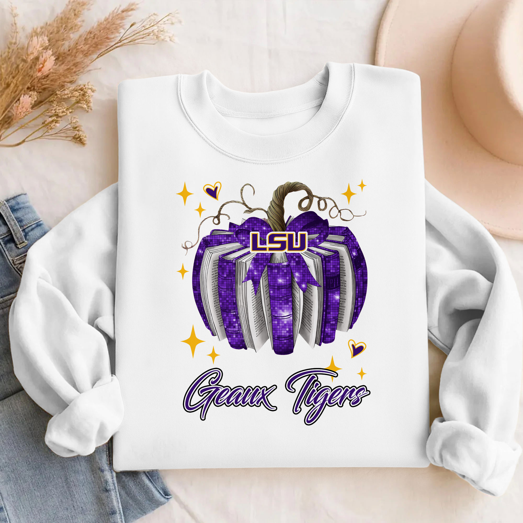 Lsu Tigers NCAA Pumpkin Bow Game Day Sweater