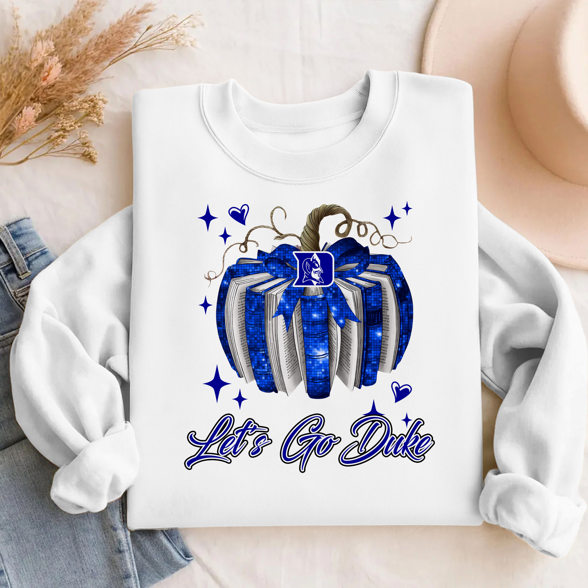 Duke Blue Devils NCAA Pumpkin Bow Game Day Sweater