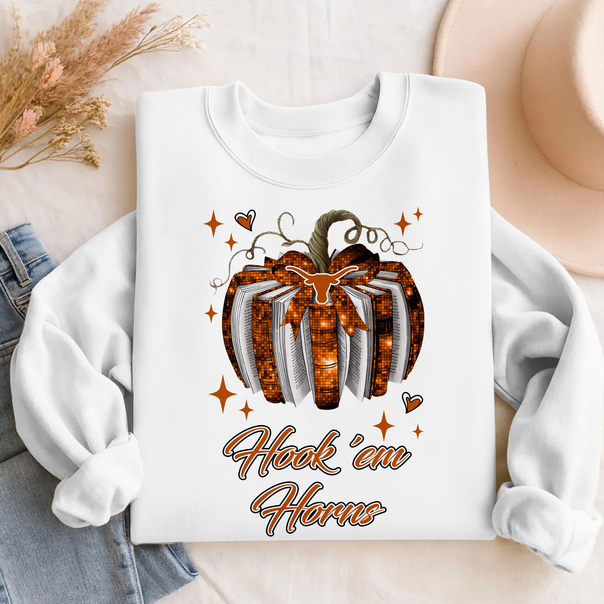 Texas Longhorns NCAA Pumpkin Bow Game Day Sweater