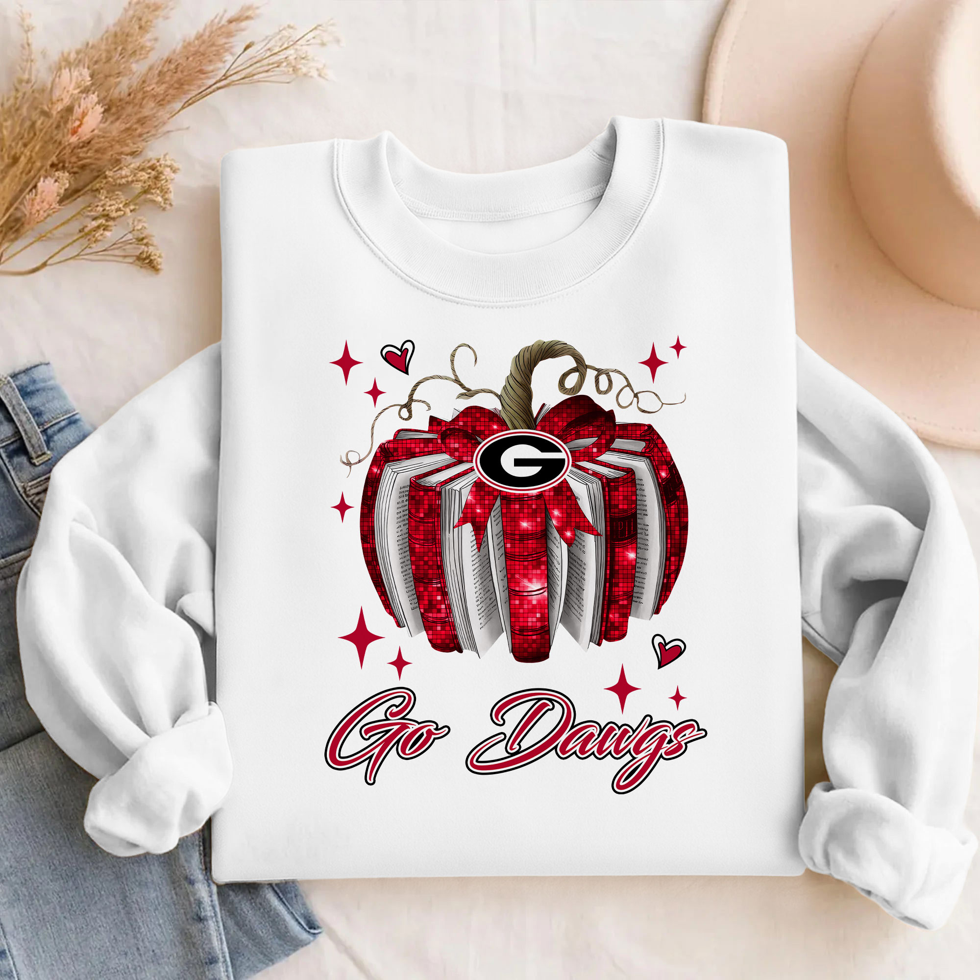 Georgia Bulldogs NCAA Pumpkin Bow Game Day Sweater