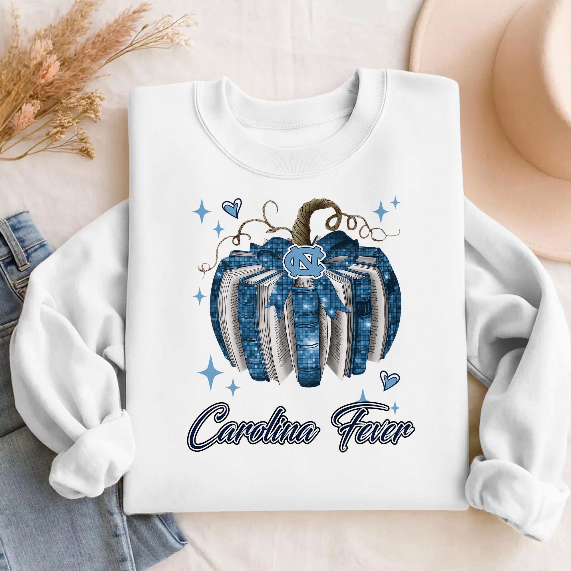North Carolina Tar Heels NCAA Pumpkin Bow Game Day Sweater