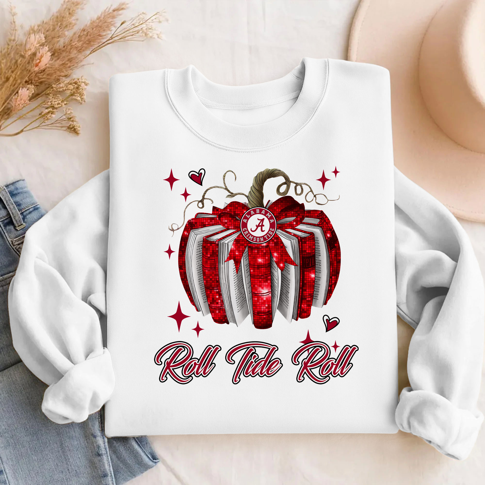 Alabama Crimson Tide NCAA Pumpkin Bow Game Day Sweater