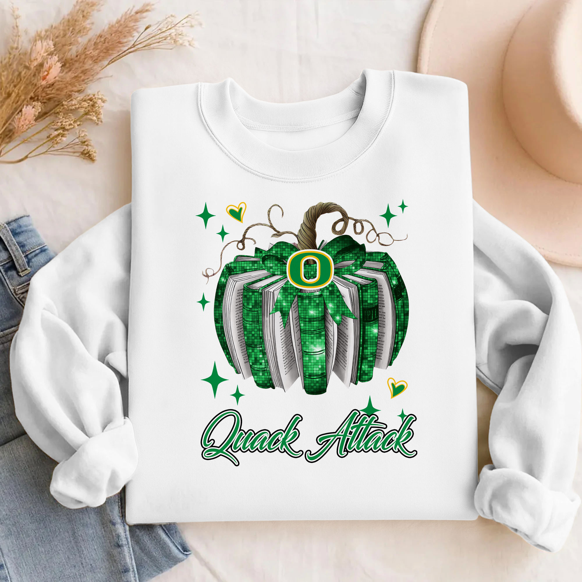 Oregon Ducks NCAA Pumpkin Bow Game Day Sweater