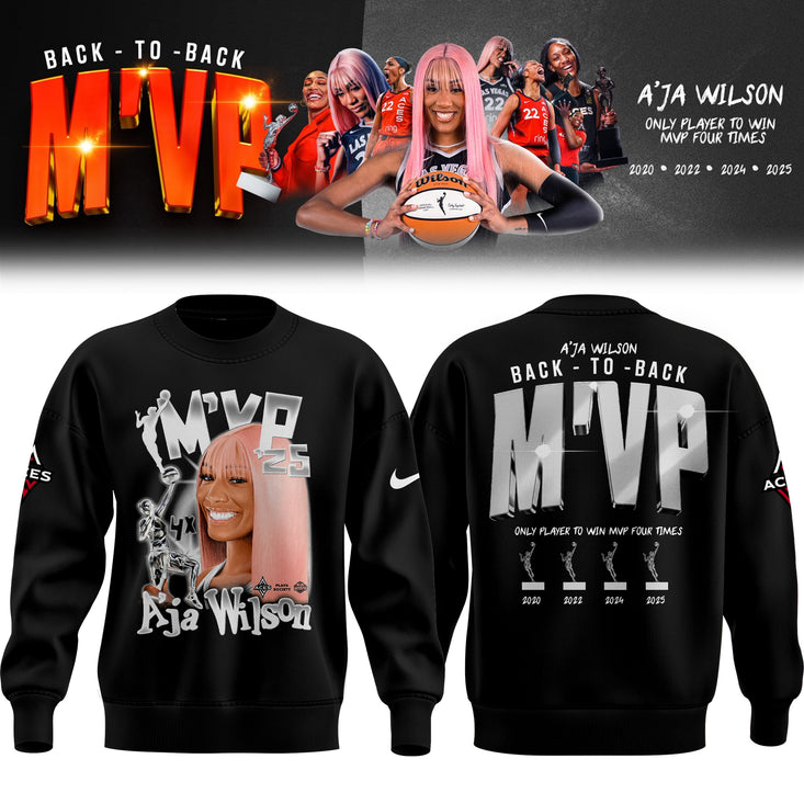 Unisex Las Vegas Aces AJa Wilson Playa Society Black 2025 WNBA Mvp Sweater