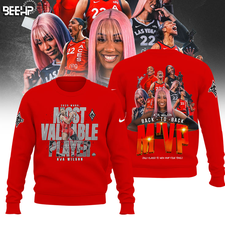 Unisex Las Vegas Aces AJa Wilson Playa Society Black 2025 WNBA Mvp Sweater