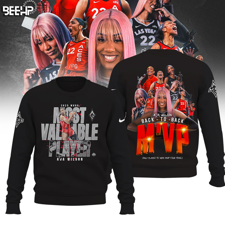 Unisex Las Vegas Aces AJa Wilson Playa Society Black 2025 WNBA Mvp Sweater