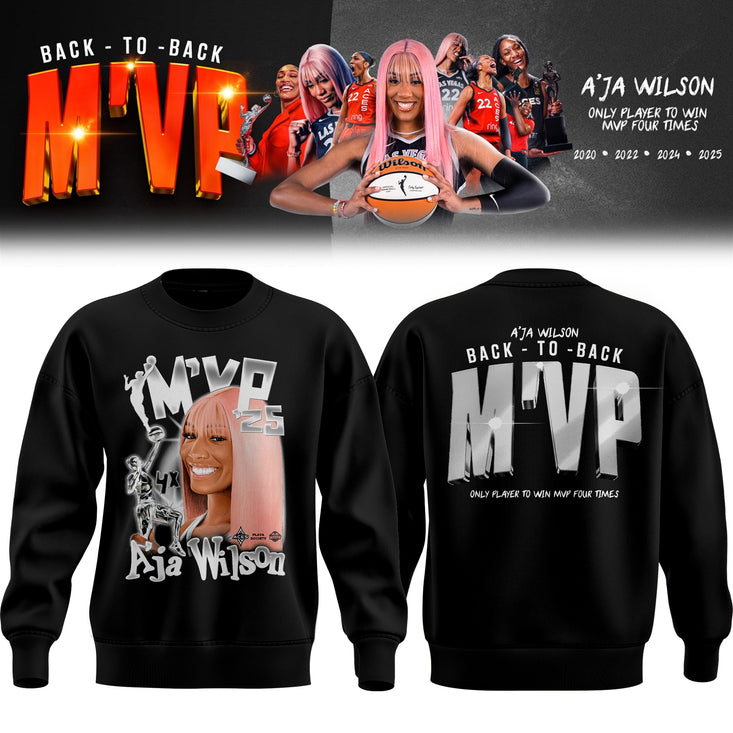 Unisex Las Vegas Aces AJa Wilson Playa Society Black 2025 WNBA Mvp Sweater