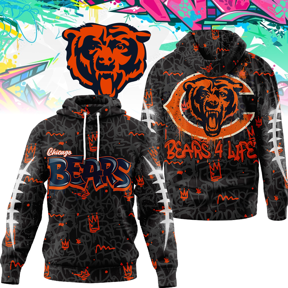 Chicago Bears  Premium NFL Special Graffiti My Team 4 Life Hoodie Men