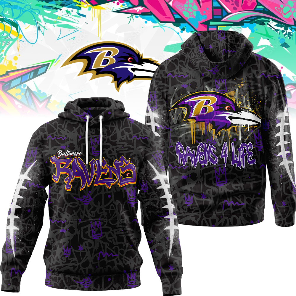 Baltimore Ravens  Premium NFL Special Graffiti My Team 4 Life Hoodie Men