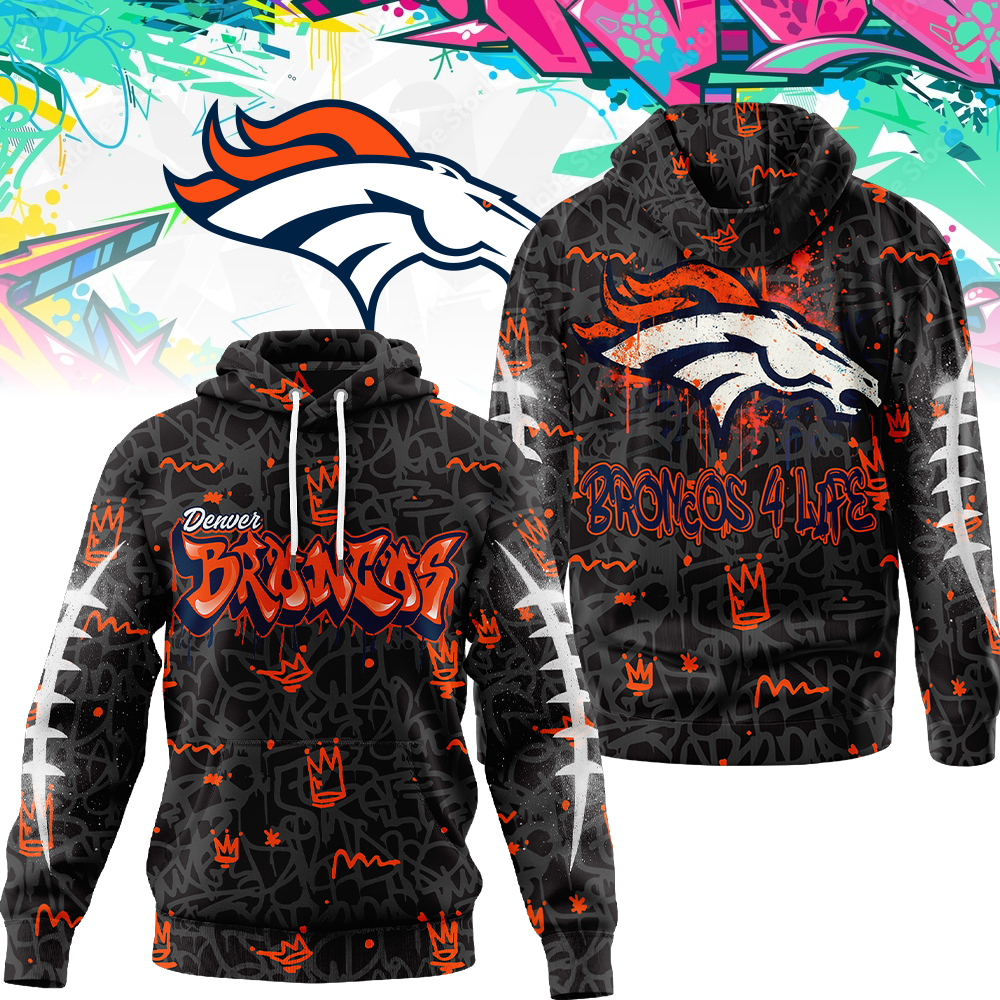 Denver Broncos  Premium NFL Special Graffiti My Team 4 Life Hoodie Men