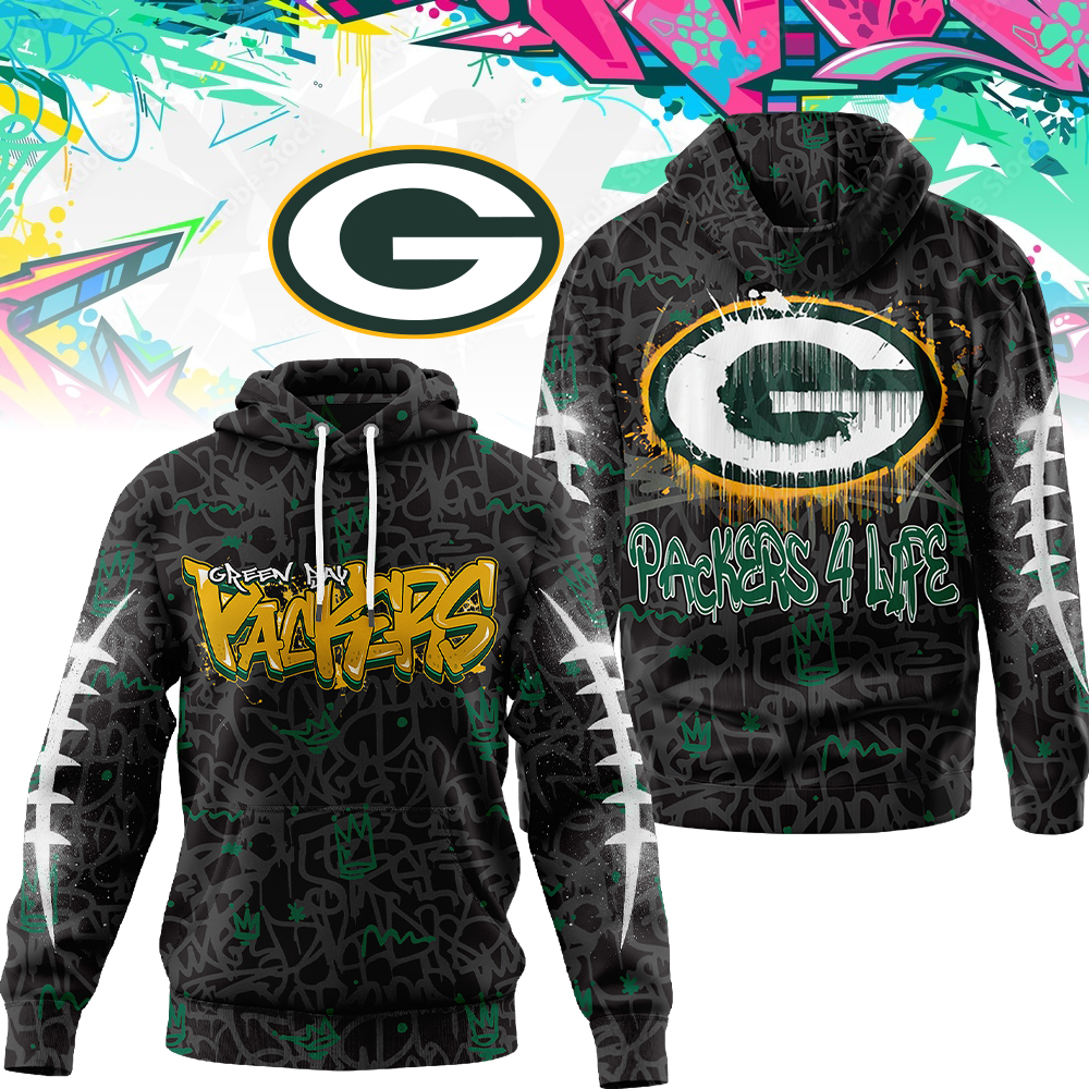 Green Bay Packers  Premium NFL Special Graffiti My Team 4 Life Hoodie Men