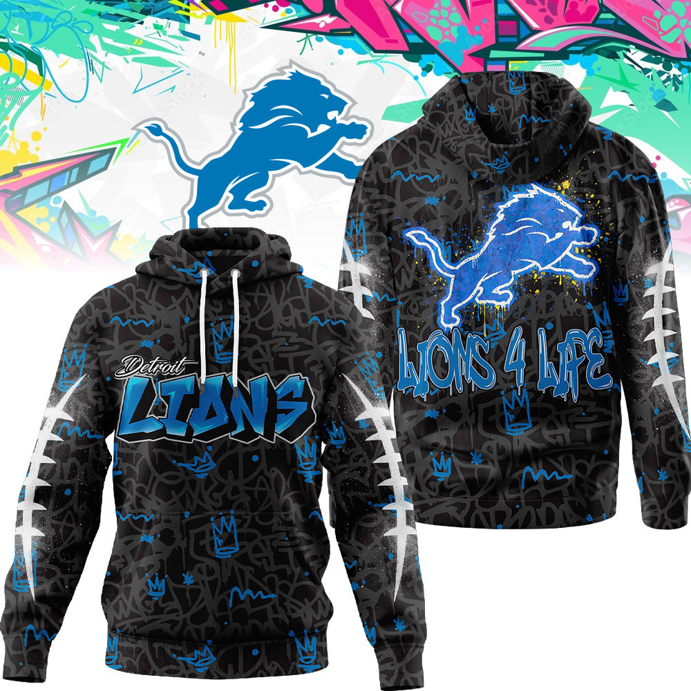 Detroit Lions  Premium NFL Special Graffiti My Team 4 Life Hoodie Men