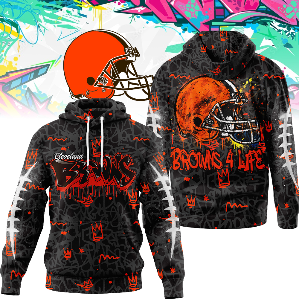 Cleveland Browns  Premium NFL Special Graffiti My Team 4 Life Hoodie Men