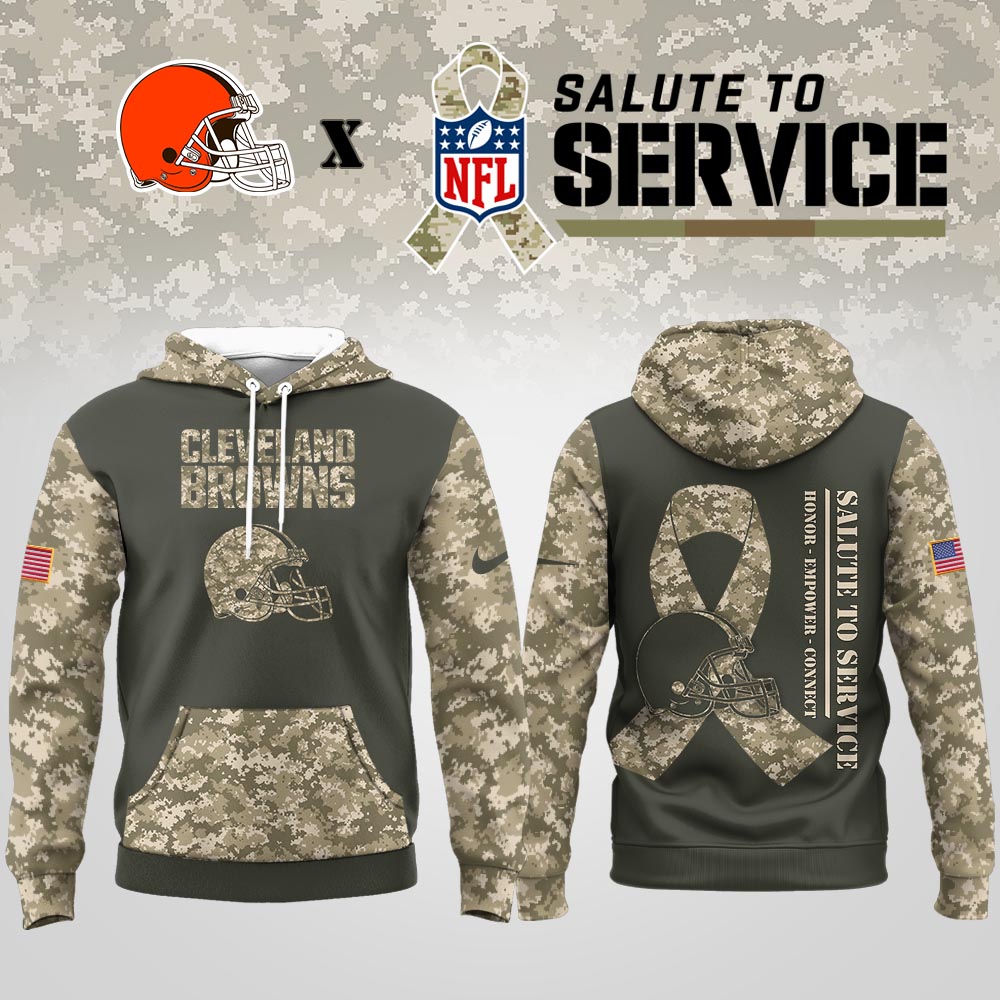 Cleveland Browns  Premium NFL Salute To Service Hoodie Men