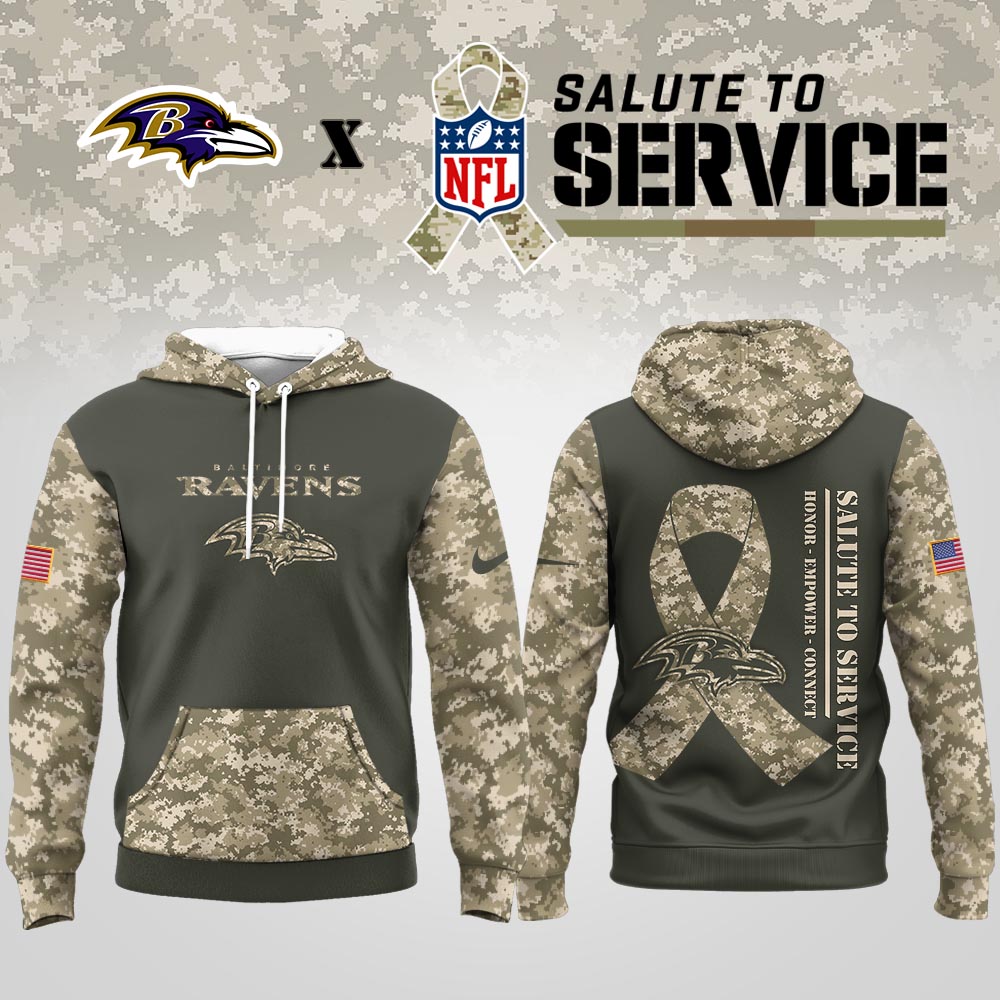 Baltimore Ravens  Premium NFL Salute To Service Hoodie Men