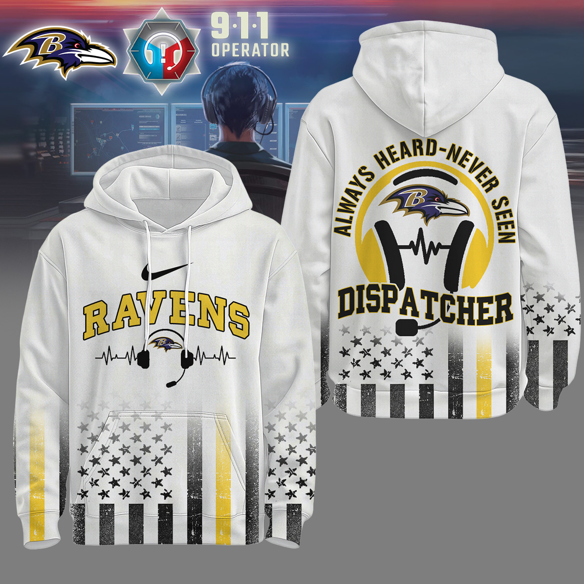 Baltimore Ravens  Premium NFL Dispatcher Fan Hoodie