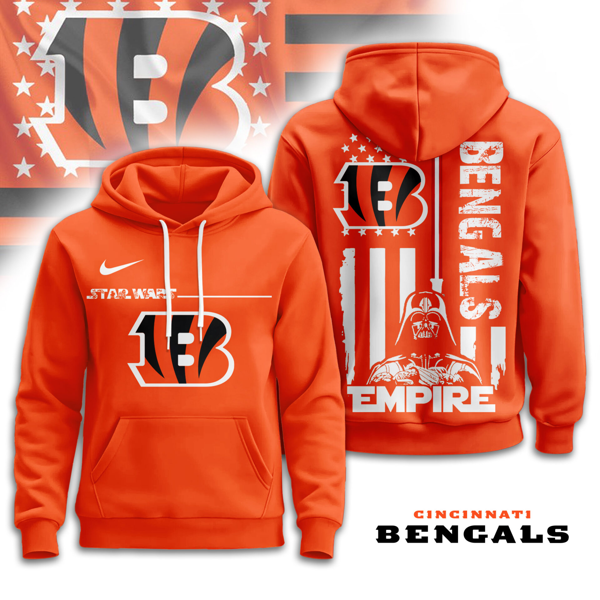 Cincinnati Bengals  Premium NFL Starwars Empire Hoodie For Women