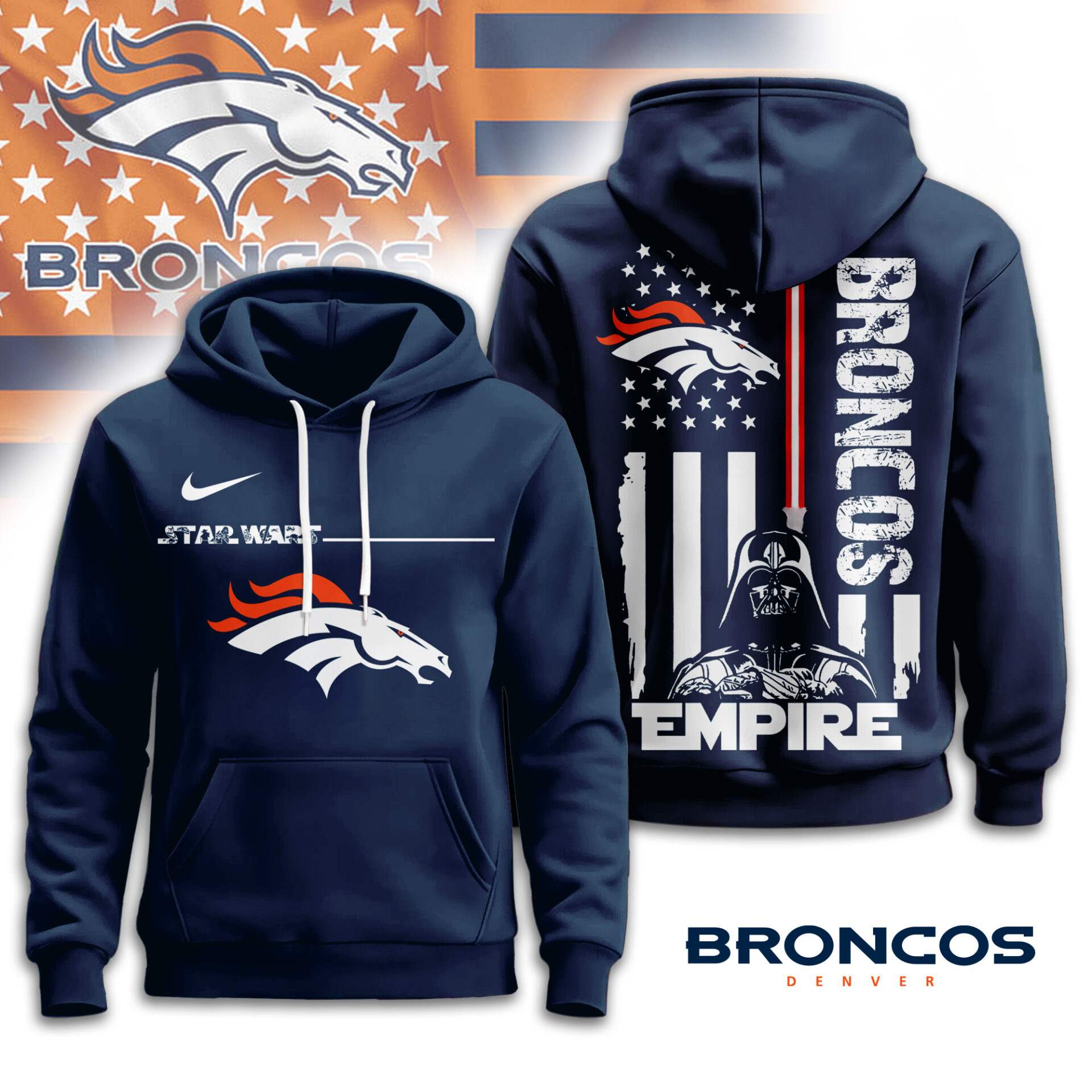 Denver Broncos  Premium NFL Starwars Empire Hoodie For Women