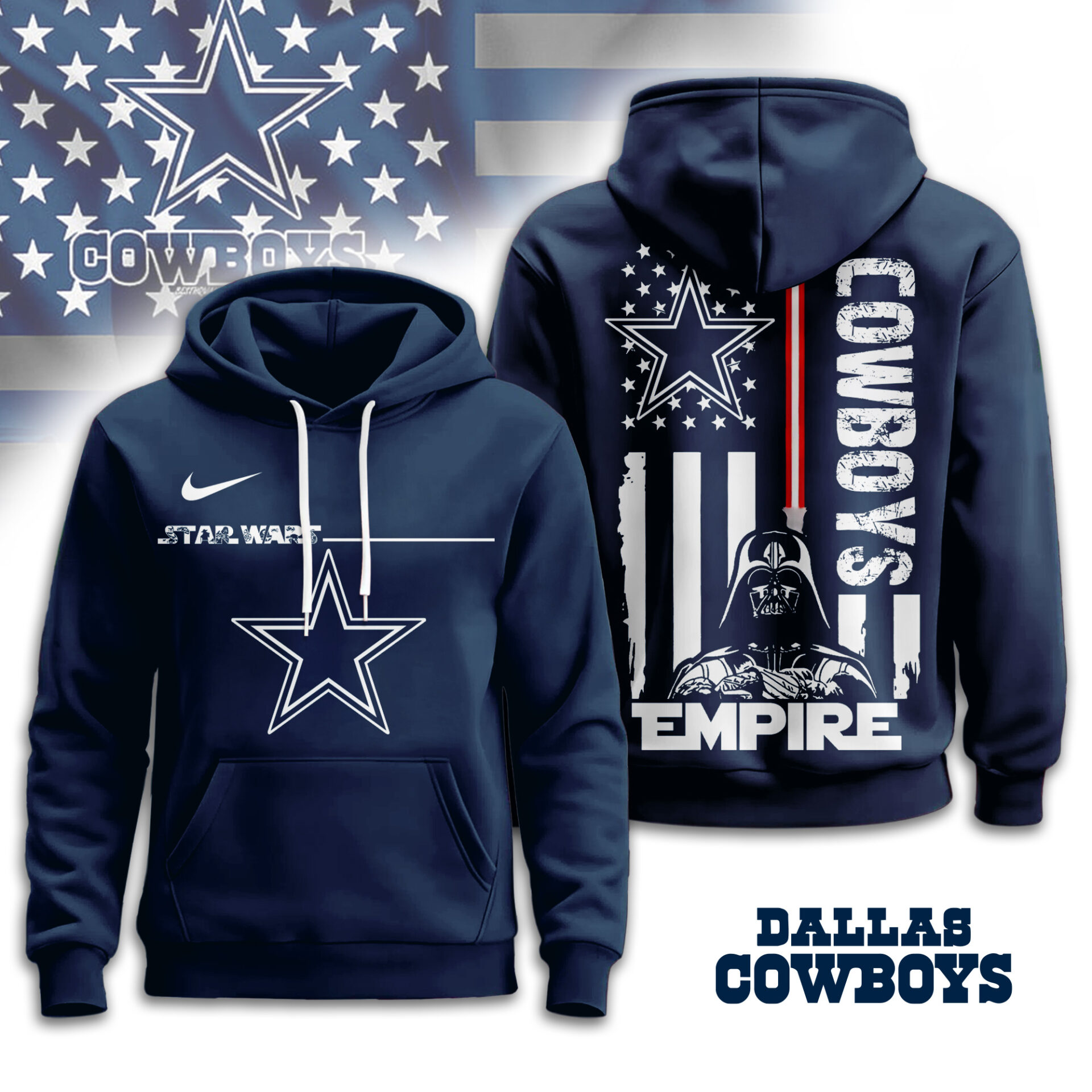 Dallas Cowboys  Premium NFL Starwars Empire Hoodie For Women