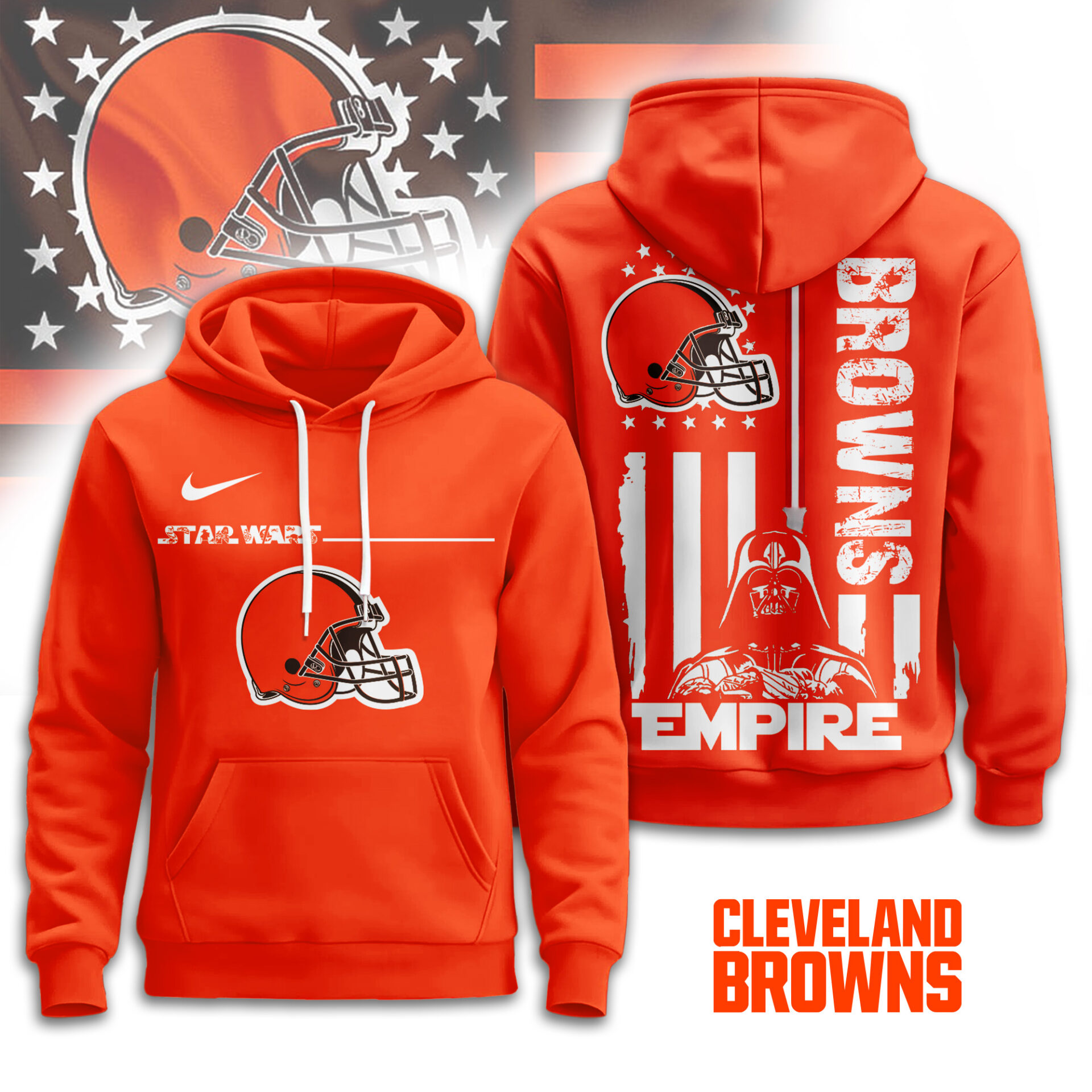 Cleveland Browns  Premium NFL Starwars Empire Hoodie For Women