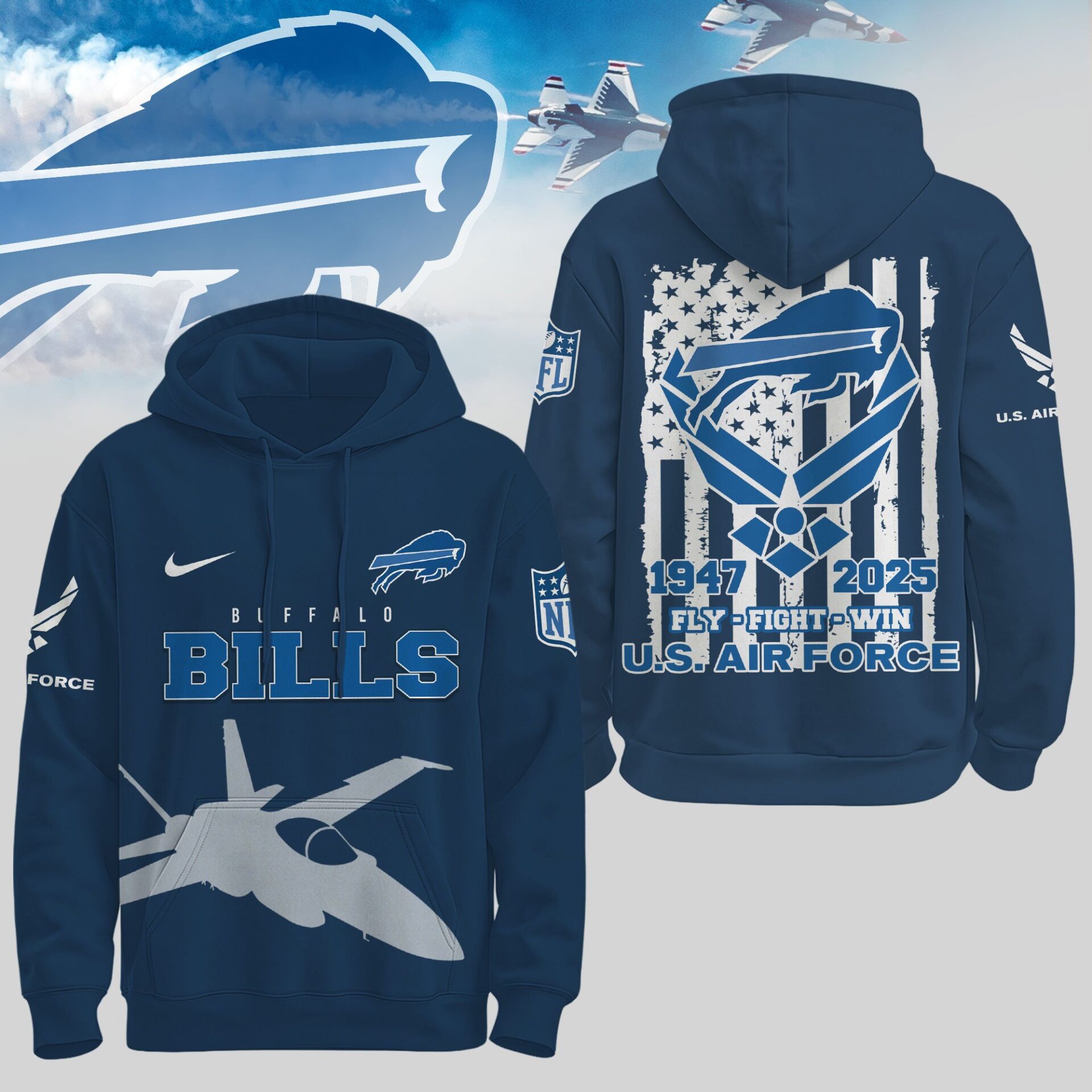 Buffalo Bills  Premium NFL U.S. Air Force 78Th Anniversary Hoodie For Women
