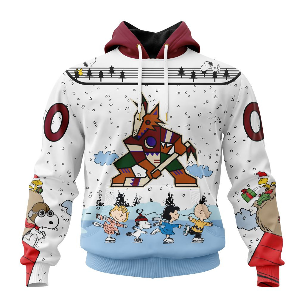 Arizona Coyotes Special Peanuts Ice Skating Hoodie For Men