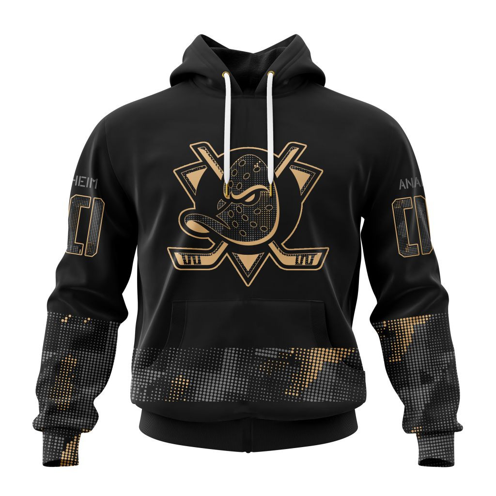 Anaheim Ducks Personalized Military Appreciation Hoodie For Men