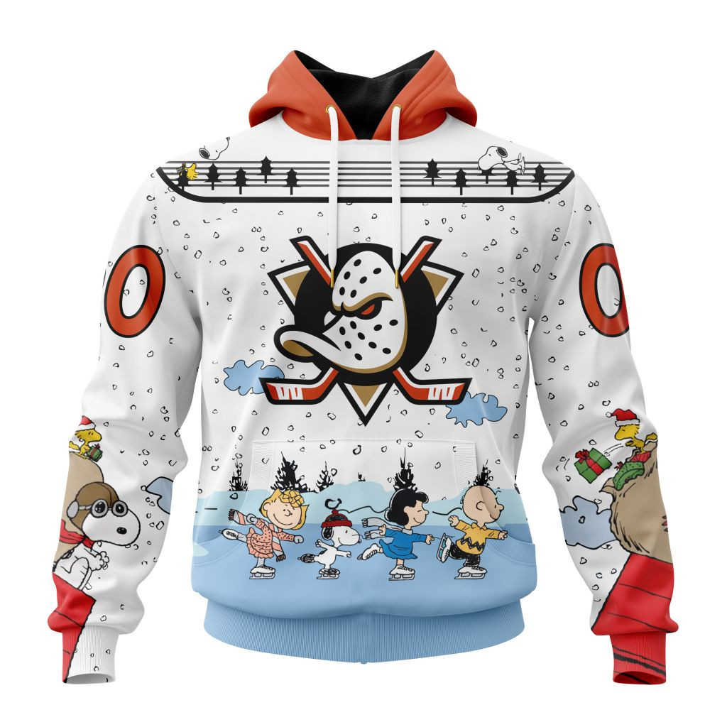 Anaheim Ducks Special Peanuts Ice Skating Hoodie For Men