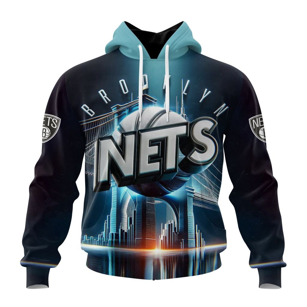 Brooklyn Nets Special Realistic Team Logo Hoodie For Men